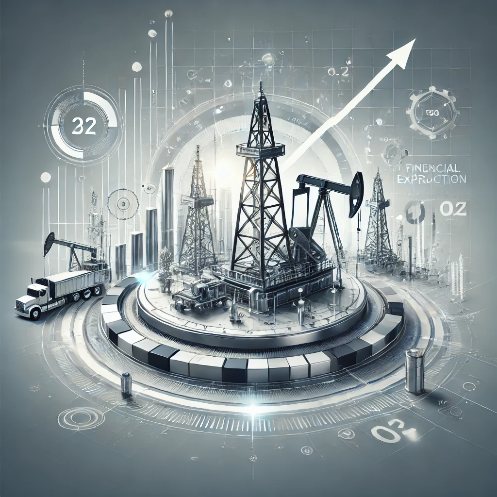 dall·e 2025 02 03 20.10.05 a professional and corporate style illustration of oil and gas exploration investments. a sleek and modern composition featuring oil rigs, gas extract