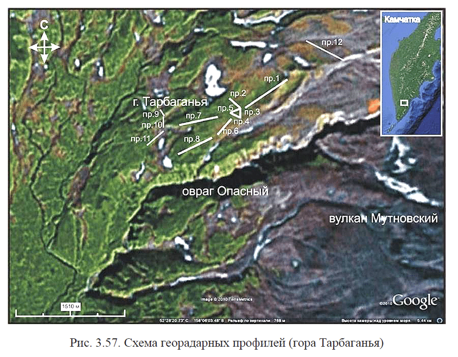 Георадарное исследование вулканических отложений горы Тарбаганья на Камчатке между вулканами Мутновский и Горелый