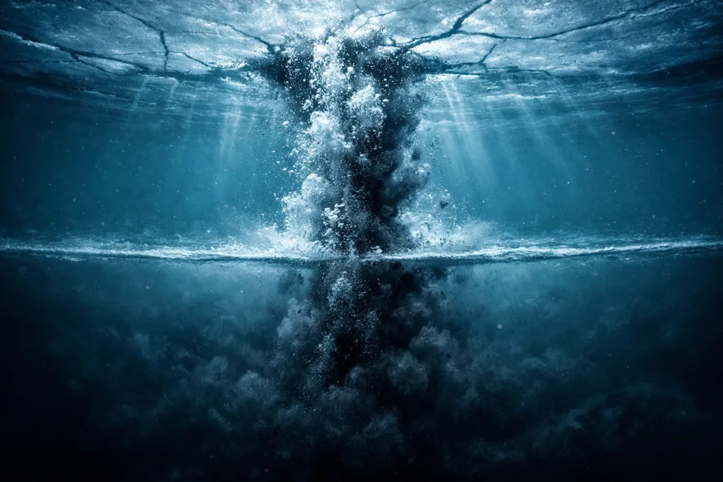 Схема влияния таяния антарктических льдов на стратификацию вод Южного океана