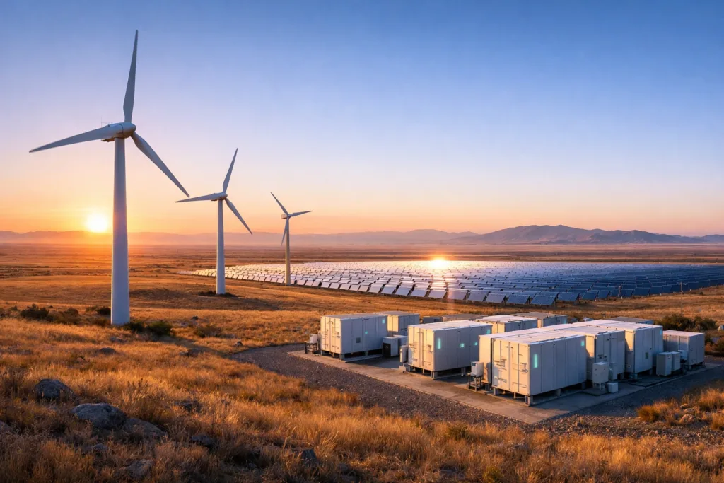 Карта размещения ветровых и солнечных станций в Павлодарской, Карагандинской и Туркестанской областях