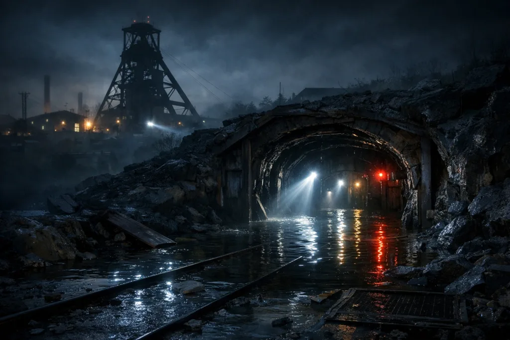 Спасательные работы на алмазной шахте Ekapa в ЮАР после затопления