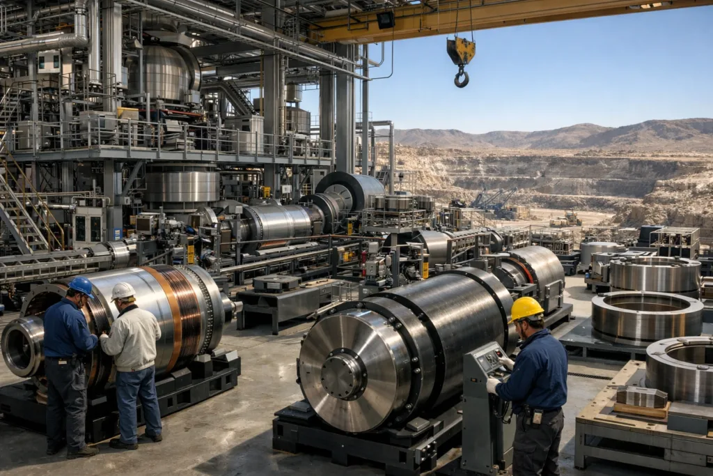 Схема вертикально интегрированной цепочки производства редкоземельных магнитов в США