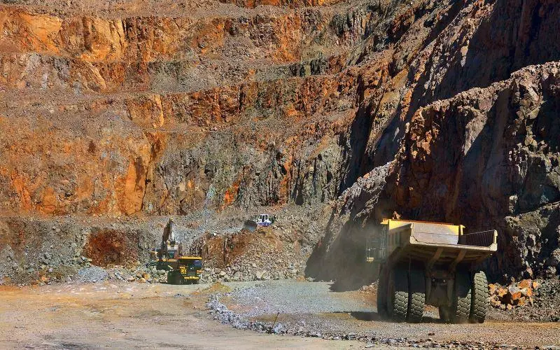 Open-pit mining equipment at the future Gladkoye deposit development site in Yakutia.