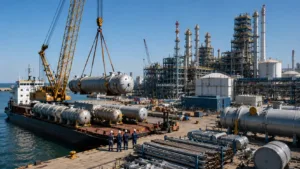 Доставка крупнотоннажного оборудования для установки пиролиза будущего полиэтиленового завода Silleno в Казахстане