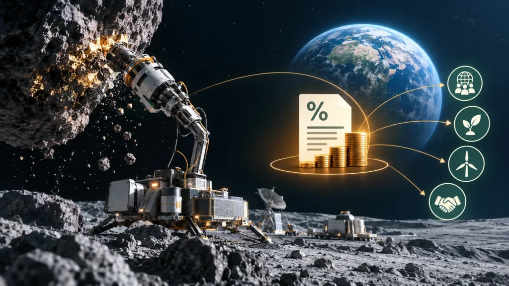 Предложение ученых о глобальной налоговой системе для добычи ресурсов на Луне и астероидах с Глобальным дивидендом для стран