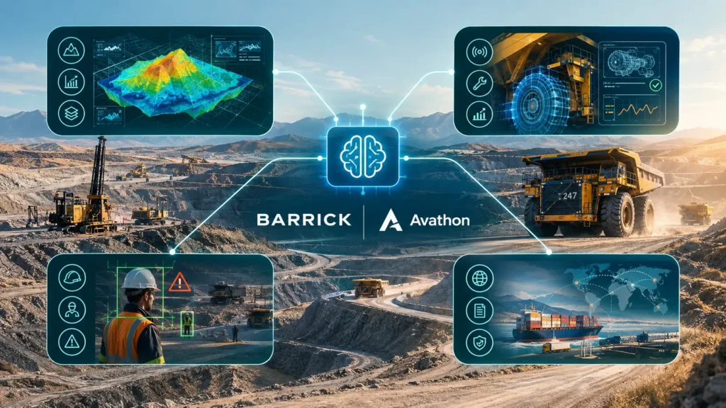 Партнерство Barrick и Avathon для внедрения ИИ-платформы Avathon Autonomy в горнодобыче от геологоразведки до управления поставками